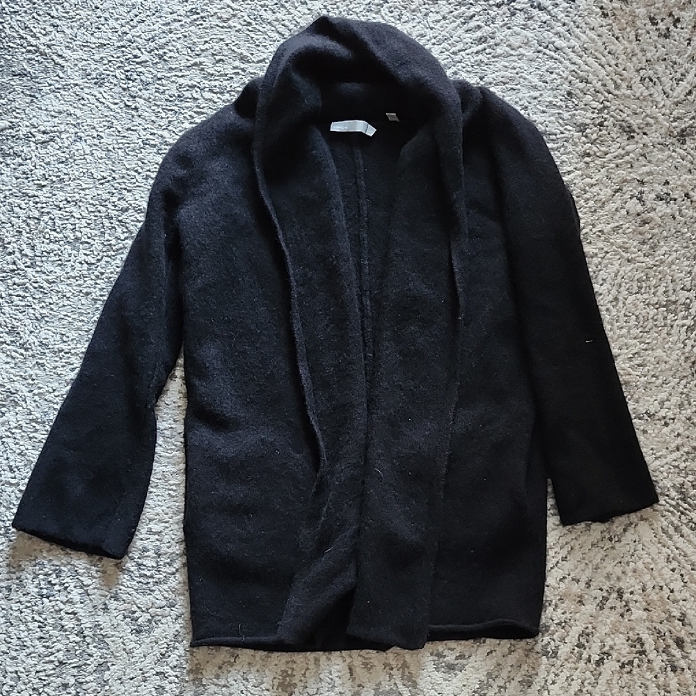 Vince 100% Cashmere Black Open Cardigan Sweater With Pockets Size Small